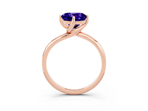 Rose gold Round Cut Tanzanite Solitaire Engagement Ring with Four-Prong Setting and Classic Band_15