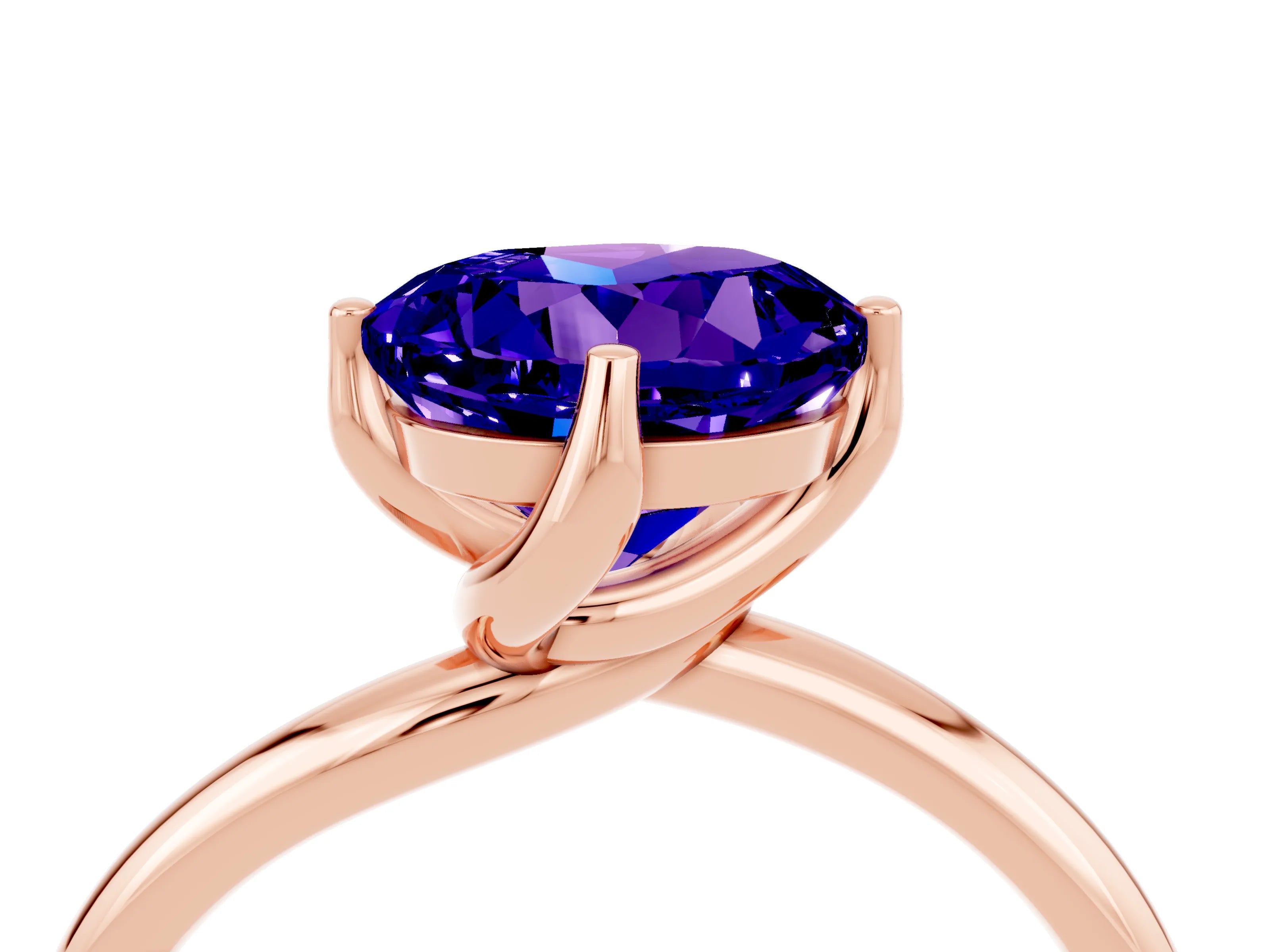Rose gold Round Cut Tanzanite Solitaire Engagement Ring with Four-Prong Setting and Classic Band_16
