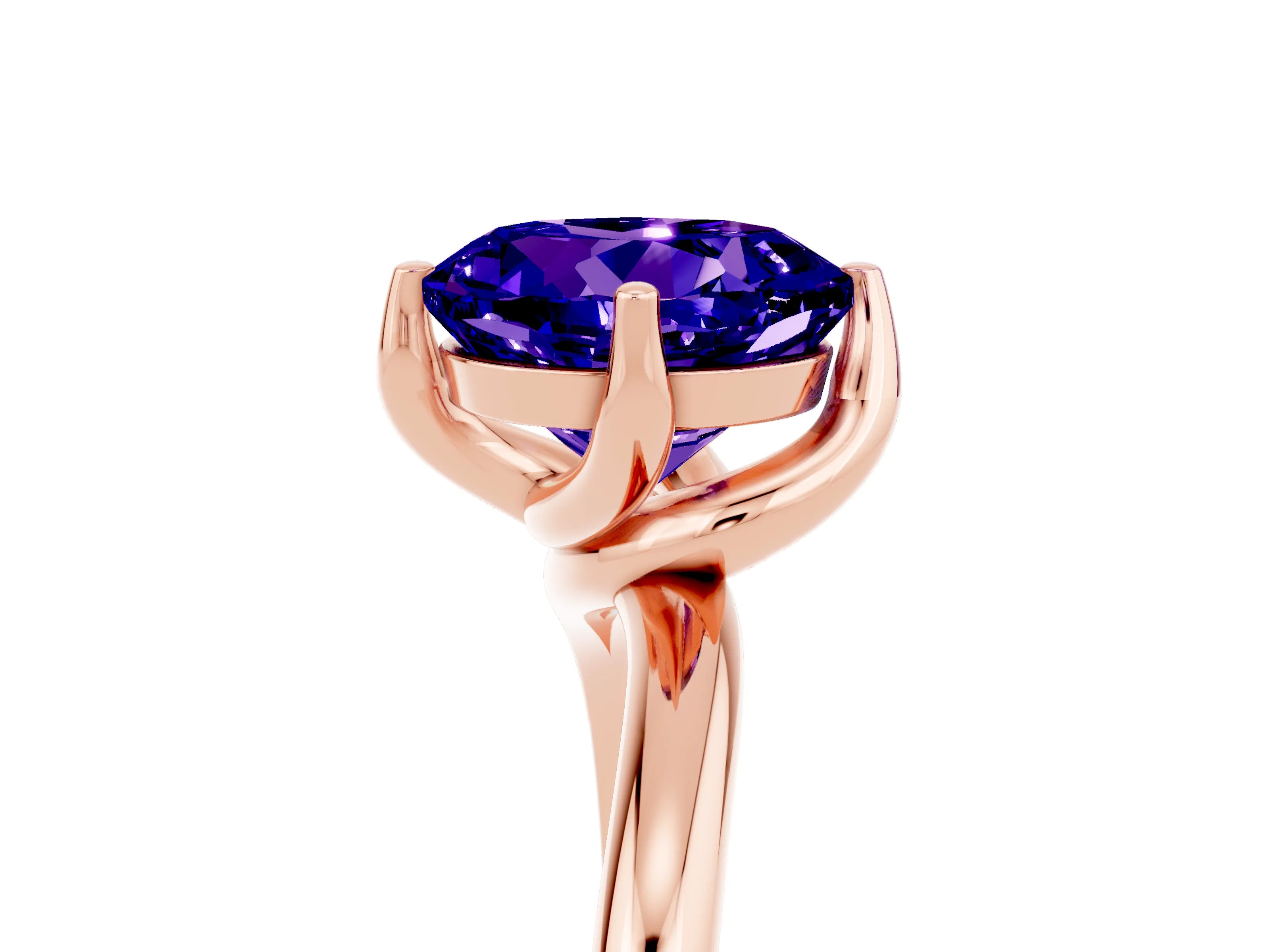 Rose gold Round Cut Tanzanite Solitaire Engagement Ring with Four-Prong Setting and Classic Band_17