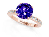 Rose gold Round Cut Tanzanite Solitaire Engagement Ring with Pavé Band and Four-Prong Setting_1