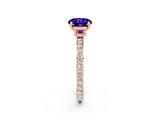 Rose gold Round Cut Tanzanite Solitaire Engagement Ring with Pavé Band and Four-Prong Setting_2