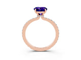 Rose gold Round Cut Tanzanite Solitaire Engagement Ring with Pavé Band and Four-Prong Setting_3