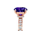 Rose gold Round Cut Tanzanite Solitaire Engagement Ring with Pavé Band and Four-Prong Setting_5