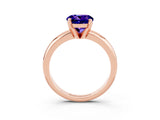 Rose gold Round Cut Tanzanite Solitaire Engagement Ring with Round Band and Four-Prong Setting_3