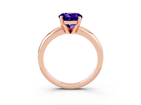 Rose gold Round Cut Tanzanite Solitaire Engagement Ring with Round Band and Four-Prong Setting_3