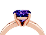 Rose gold Round Cut Tanzanite Solitaire Engagement Ring with Round Band and Four-Prong Setting_4