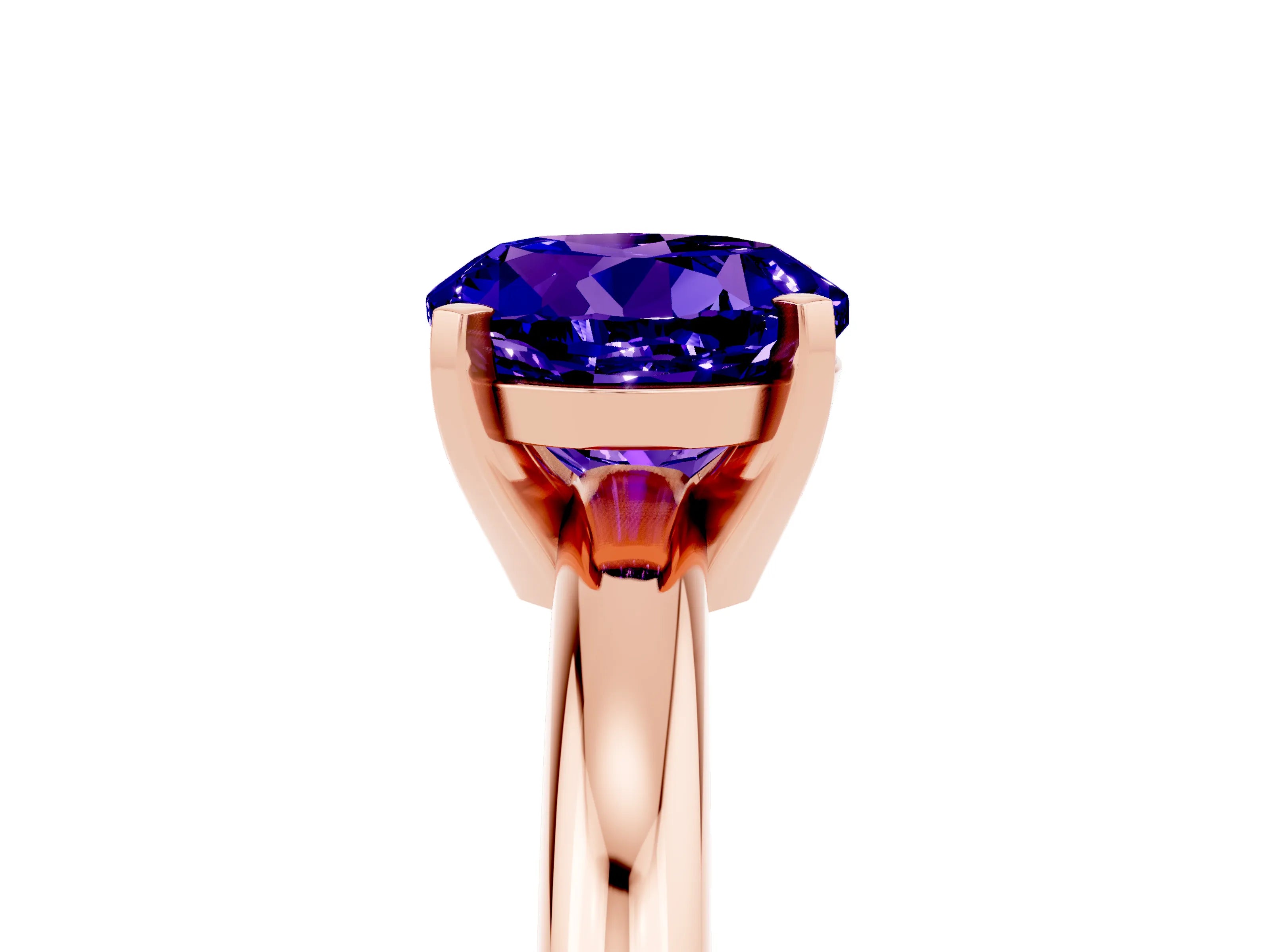 Rose gold Round Cut Tanzanite Solitaire Engagement Ring with Round Band and Four-Prong Setting_5