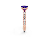 Rose gold Round Cut Tanzanite Solitaire Pavé Band with Four-Prong Setting_2