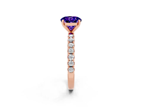 Rose gold Round Cut Tanzanite Solitaire Pavé Band with Four-Prong Setting_2