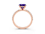 Rose gold Round Cut Tanzanite Solitaire Pavé Band with Four-Prong Setting_3