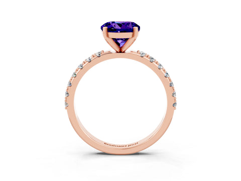 Rose gold Round Cut Tanzanite Solitaire Pavé Band with Four-Prong Setting_3