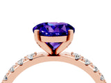 Rose gold Round Cut Tanzanite Solitaire Pavé Band with Four-Prong Setting_4