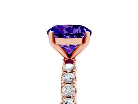 Rose gold Round Cut Tanzanite Solitaire Pavé Band with Four-Prong Setting_5
