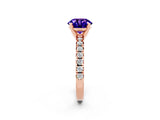 Rose gold Round Cut Tanzanite Solitaire Pavé Engagement Ring with Round Band and Prong Setting_14