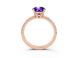 Rose gold Round Cut Tanzanite Solitaire Pavé Engagement Ring with Round Band and Prong Setting_15