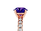 Rose gold Round Cut Tanzanite Solitaire Pavé Engagement Ring with Round Band and Prong Setting_17