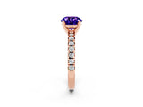 Rose gold Round Cut Tanzanite Solitaire Pavé Engagement Ring with Round Band and Prong Setting_68