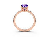 Rose gold Round Cut Tanzanite Solitaire Pavé Engagement Ring with Round Band and Prong Setting_69