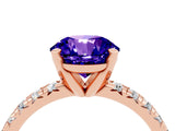 Rose gold Round Cut Tanzanite Solitaire Pavé Engagement Ring with Round Band and Prong Setting_70