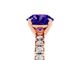 Rose gold Round Cut Tanzanite Solitaire Pavé Engagement Ring with Round Band and Prong Setting_71