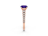 Rose gold Round Cut Tanzanite Solitaire Ring with Cathedral Setting and Pavé Band_2
