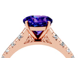 Rose gold Round Cut Tanzanite Solitaire Ring with Cathedral Setting and Pavé Band_4