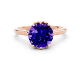 Rose gold Round Cut Tanzanite Solitaire Ring with Flower Prong Setting and Classic Band_12