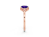 Rose gold Round Cut Tanzanite Solitaire Ring with Flower Prong Setting and Classic Band_14