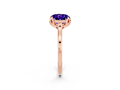 Rose gold Round Cut Tanzanite Solitaire Ring with Flower Prong Setting and Classic Band_14