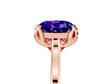 Rose gold Round Cut Tanzanite Solitaire Ring with Flower Prong Setting and Classic Band_17