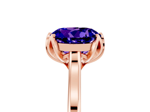 Rose gold Round Cut Tanzanite Solitaire Ring with Flower Prong Setting and Classic Band_17