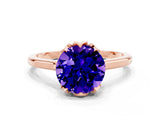Rose gold Round Cut Tanzanite Solitaire Ring with Flower Prong Setting and Classic Band_36