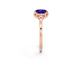 Rose gold Round Cut Tanzanite Solitaire Ring with Flower Prong Setting and Classic Band_38