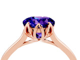 Rose gold Round Cut Tanzanite Solitaire Ring with Flower Prong Setting and Classic Band_40