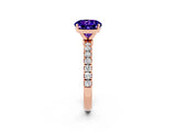 Rose gold Round Cut Tanzanite Solitaire Ring with Pavé Accents and Four-Prong Setting_2