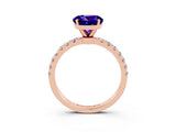 Rose gold Round Cut Tanzanite Solitaire Ring with Pavé Accents and Four-Prong Setting_3