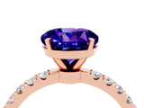 Rose gold Round Cut Tanzanite Solitaire Ring with Pavé Accents and Four-Prong Setting_4