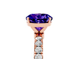 Rose gold Round Cut Tanzanite Solitaire Ring with Pavé Accents and Four-Prong Setting_5