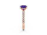 Rose gold Round Cut Tanzanite Solitaire Ring with Pavé Band and Four-Prong Setting_26