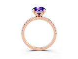 Rose gold Round Cut Tanzanite Solitaire Ring with Pavé Band and Four-Prong Setting_27