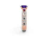Rose gold Round Cut Tanzanite Solitaire Ring with Pavé and Channel Set Band_2