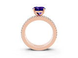 Rose gold Round Cut Tanzanite Solitaire Ring with Pavé and Channel Set Band_3