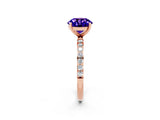 Rose gold Round Cut Tanzanite Solitaire Ring with Pave Band and Four Prong Setting_26