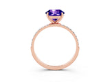 Rose gold Round Cut Tanzanite Solitaire Ring with Pave Band and Four Prong Setting_27