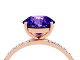 Rose gold Round Cut Tanzanite Solitaire Ring with Pave Band and Four Prong Setting_28