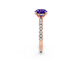Rose gold Round Cut Tanzanite Solitaire Ring with Round  Pavé Band and Four-Prong Setting_38