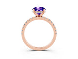 Rose gold Round Cut Tanzanite Solitaire Ring with Round  Pavé Band and Four-Prong Setting_39