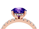 Rose gold Round Cut Tanzanite Solitaire Ring with Round  Pavé Band and Four-Prong Setting_40