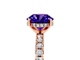 Rose gold Round Cut Tanzanite Solitaire Ring with Round  Pavé Band and Four-Prong Setting_41