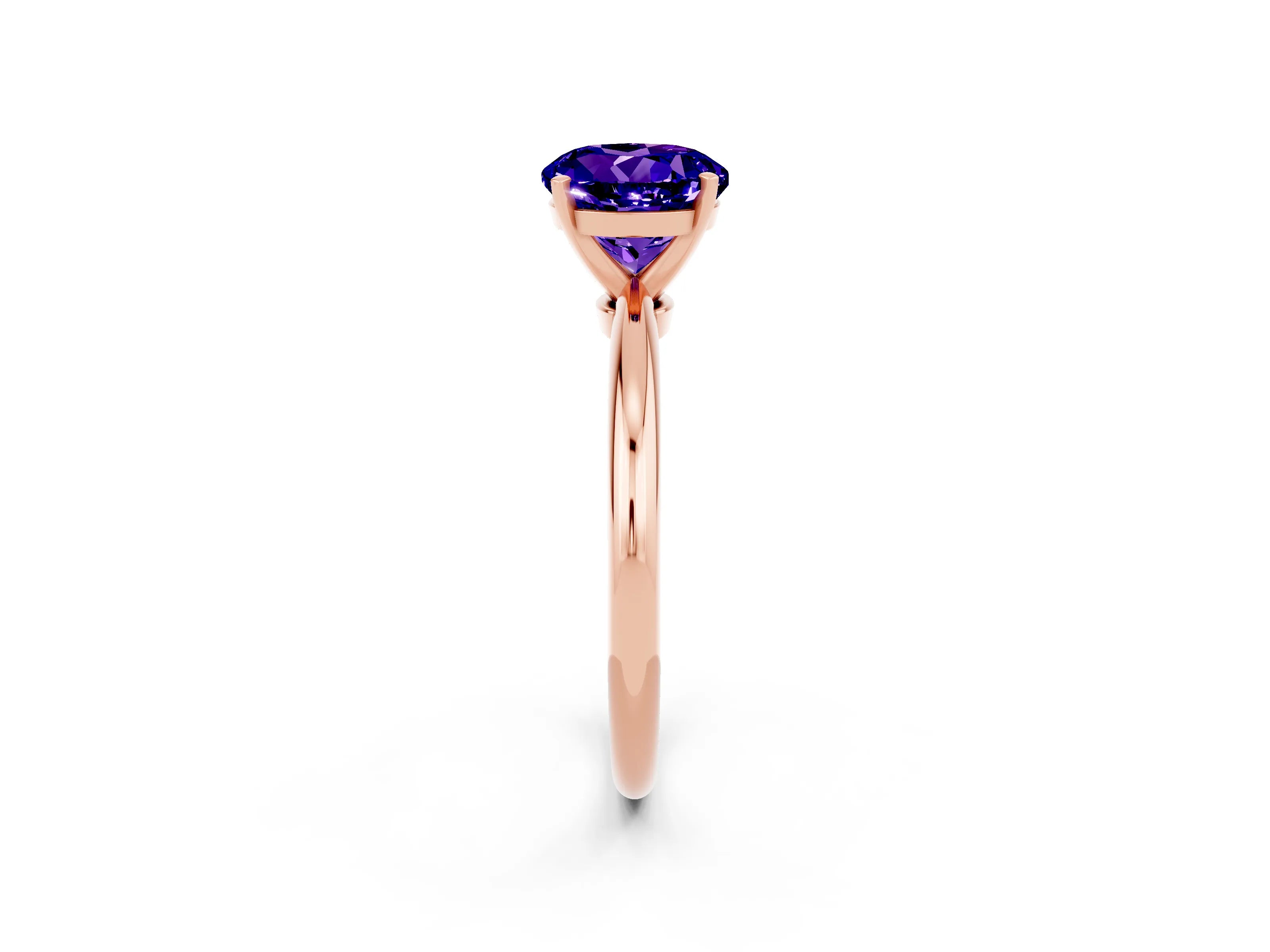 Rose gold Round Cut Tanzanite Solitaire Ring with Six-Prong Setting and Classic Band_2